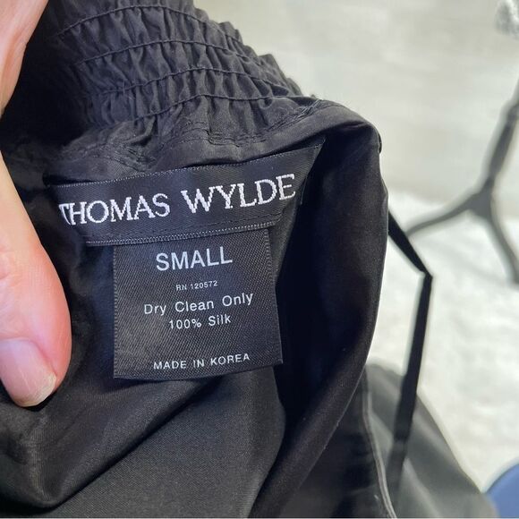 Thomas Wylde Metallic Snap High Rise Silk Midi Skirt Dress - Picture 6 of 6